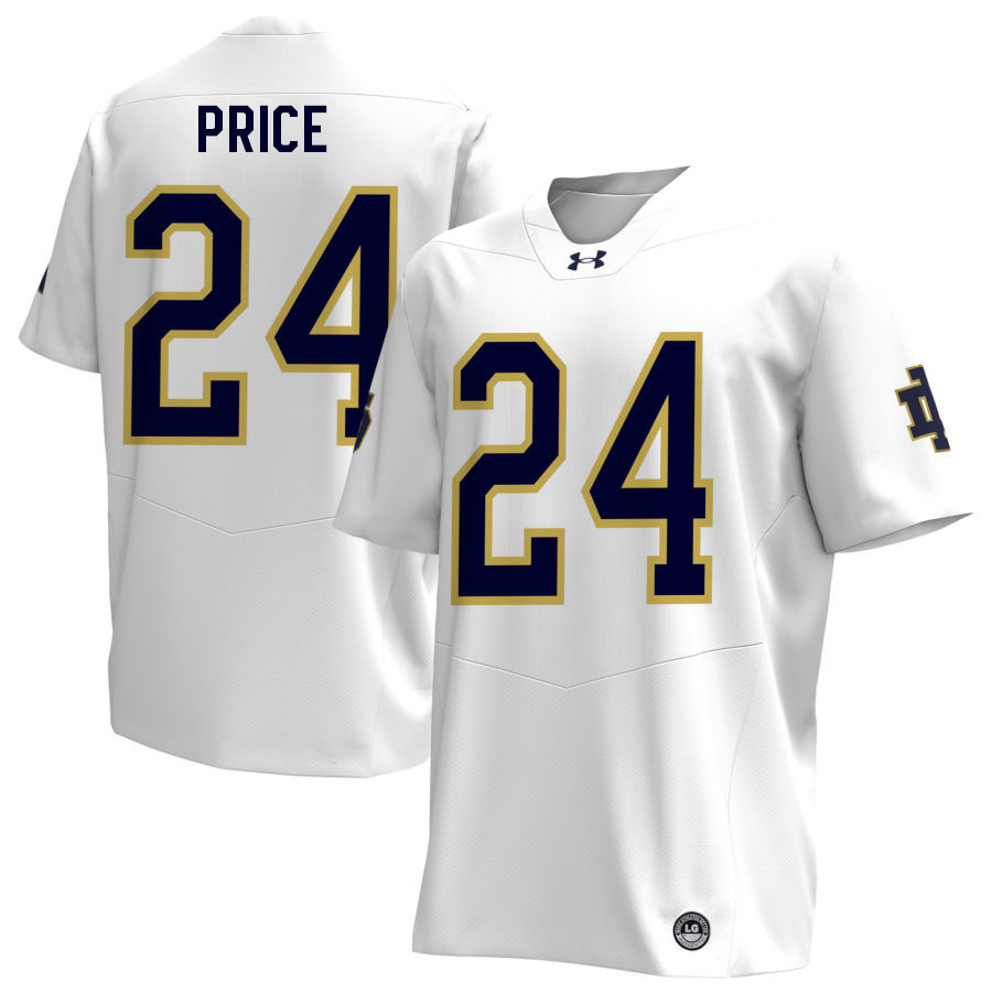 Jadarian Price Notre Dame Jerseys, UND Fighting Irish College Football Apparels Stitched-White